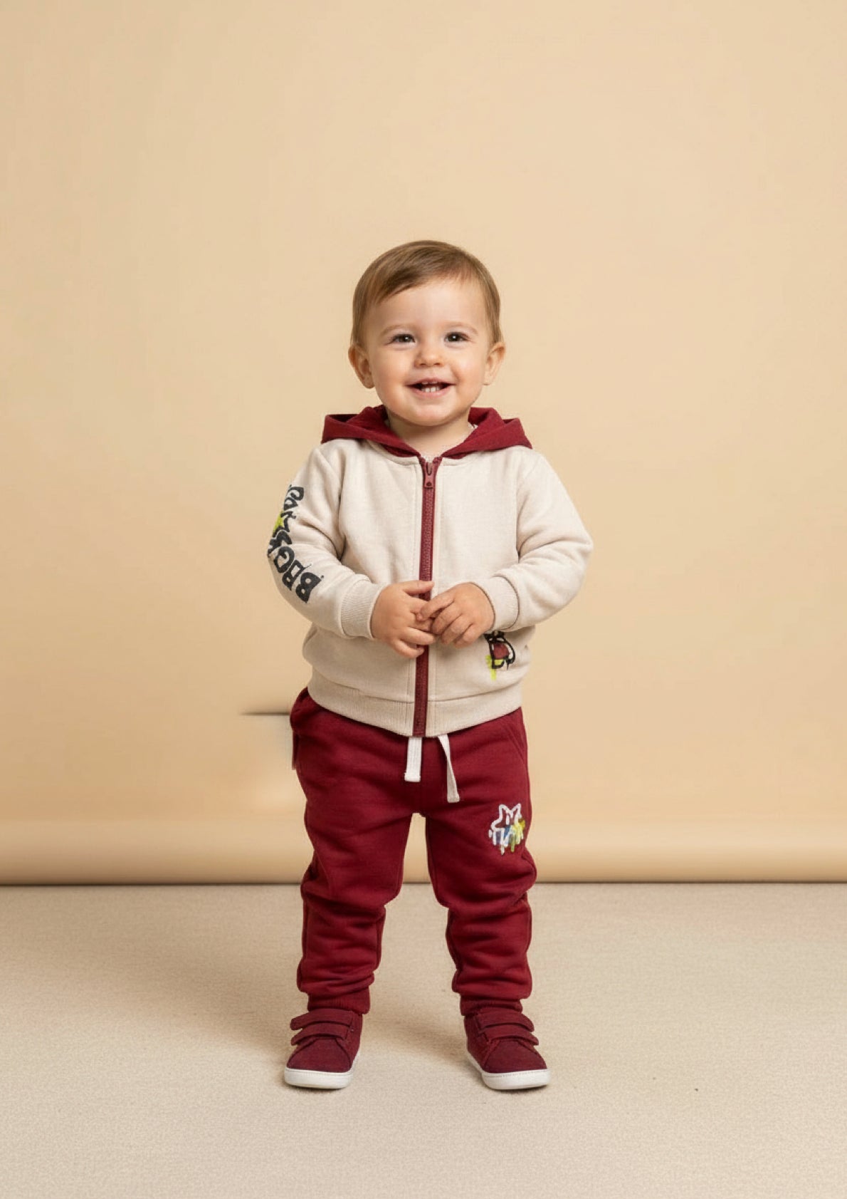 Tuta Neonato in felpa con zip e cappuccio STELLE&PUPI - Taglia 12/18 mesi