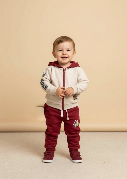 Tuta Neonato in felpa con zip e cappuccio STELLE&PUPI - Taglia 12/18 mesi