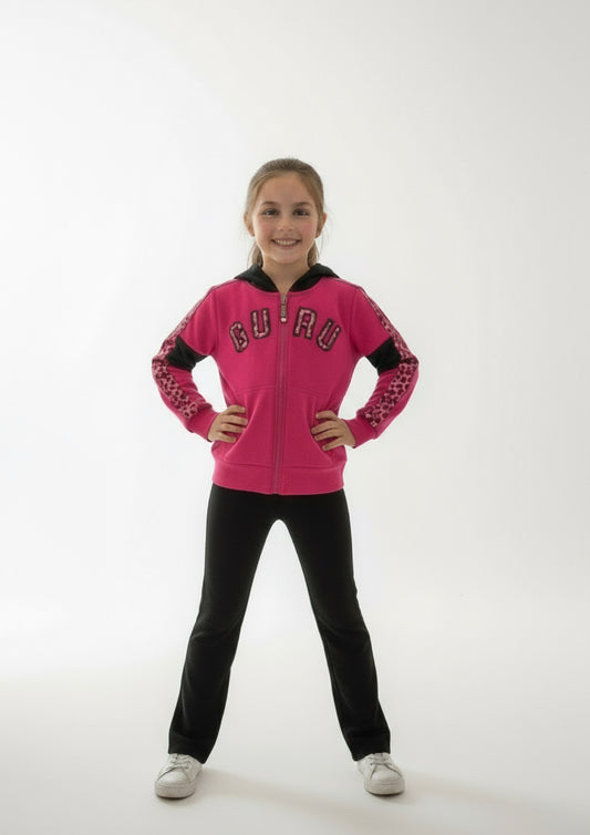 Tuta Bambina in felpa di cotone GURU aperta con zip e cappuccio - Taglia 7 anni