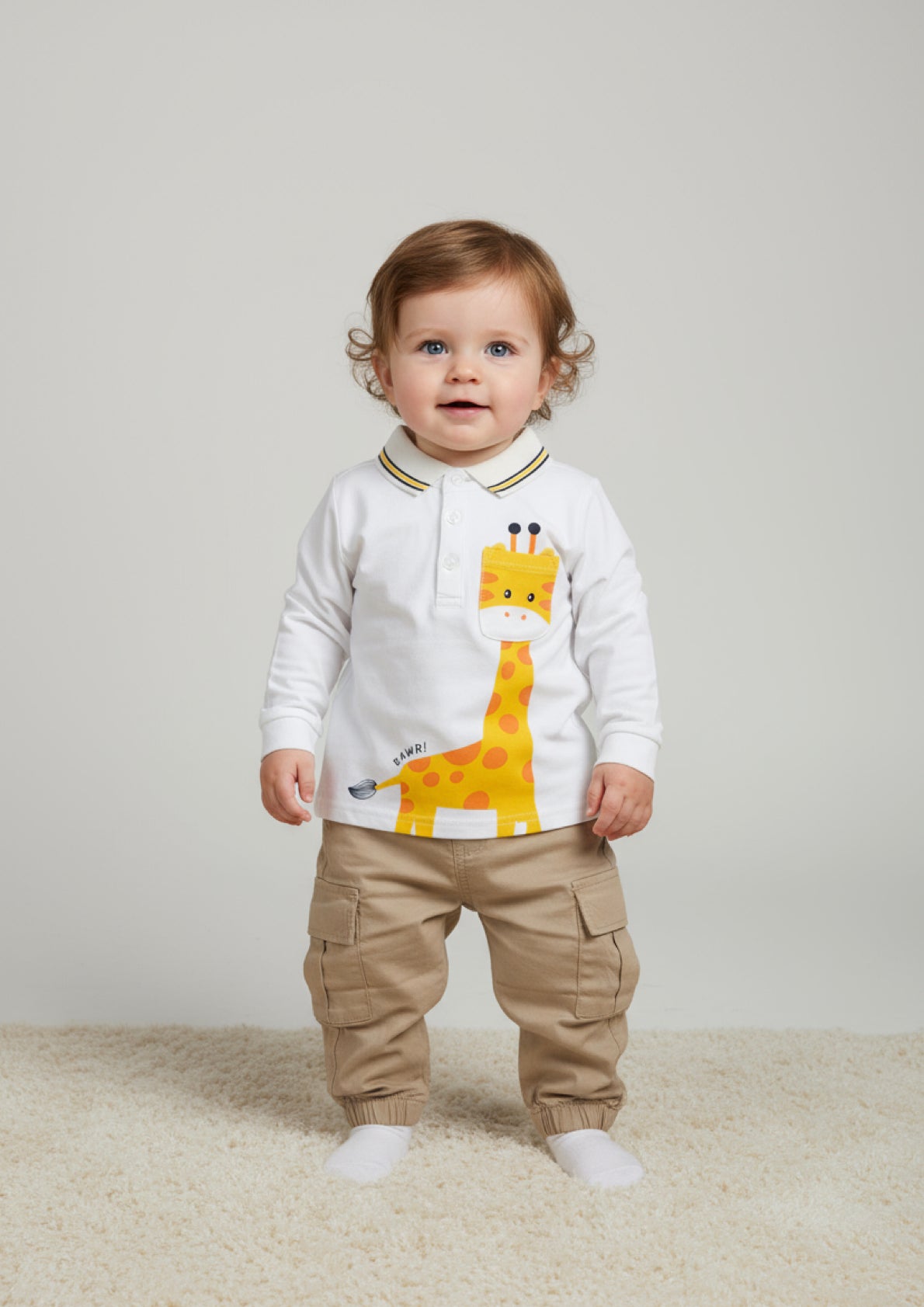 Completo Neonato polo a maniche lunghe e pantalone cargo