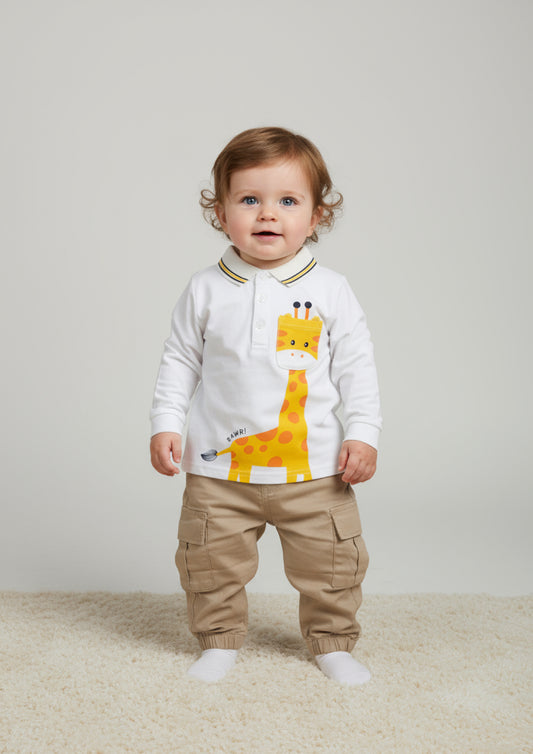 Completo Neonato polo a maniche lunghe e pantalone cargo