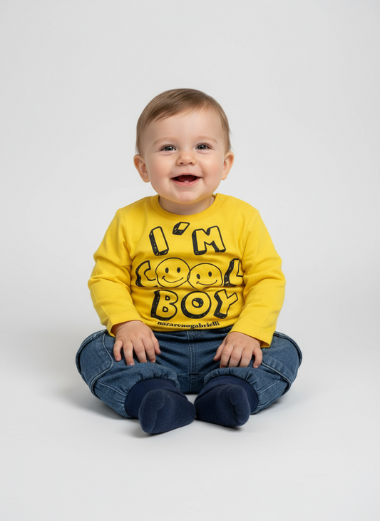 Completo Neonato 2 pezzi T-Shirt manica lunga + Jeans cargo NAZARENO GABRIELLI