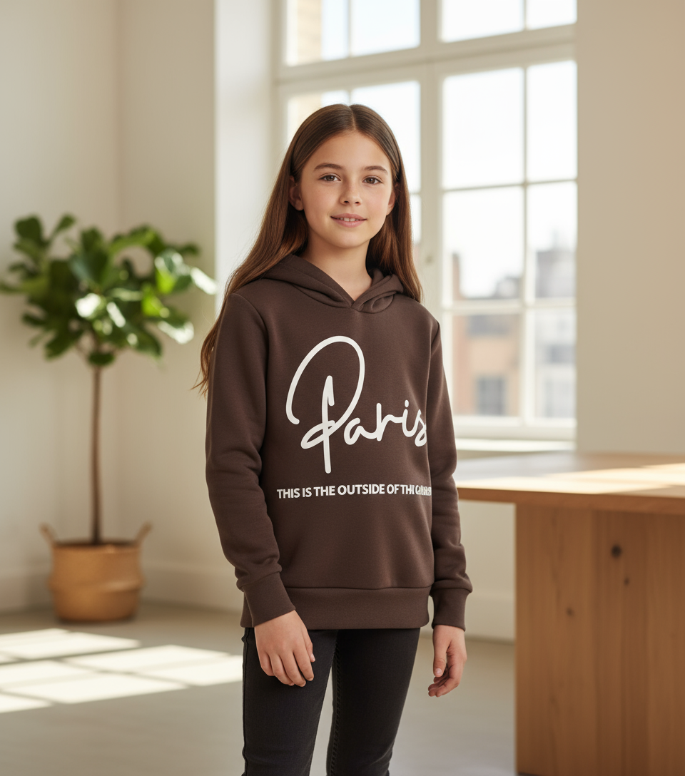 Felpa di cotone con cappuccio “Paris” Bambina - Taglie dalla 4 alla 10 anni