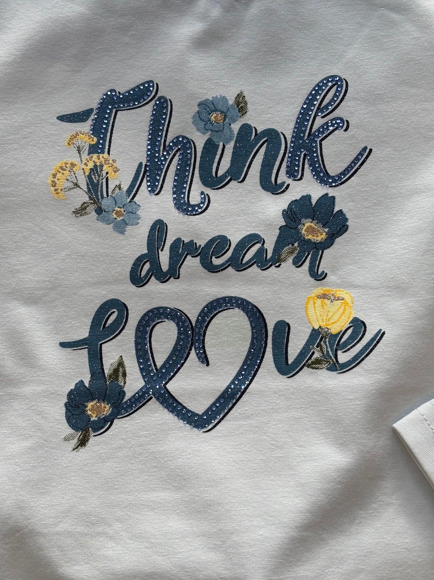 Completo Bambina "Think dream love" maglia e leggins in caldo cotone - Taglie 4 e 6 anni