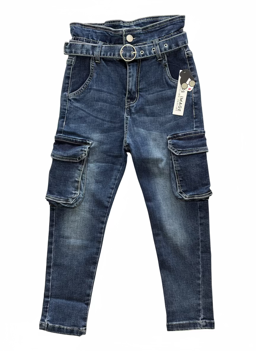 Jeans Bambina con Cintura e Tasche Cargo MISS IMAGE - Taglia 8 anni