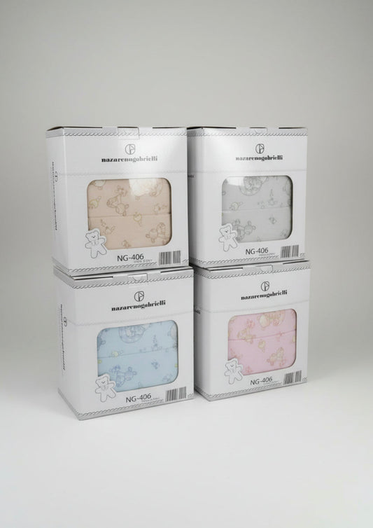 Trapunta lettino fantasia beige stampata con paracolpi "Double Face" NG-406 NAZARENO GABRIELLI