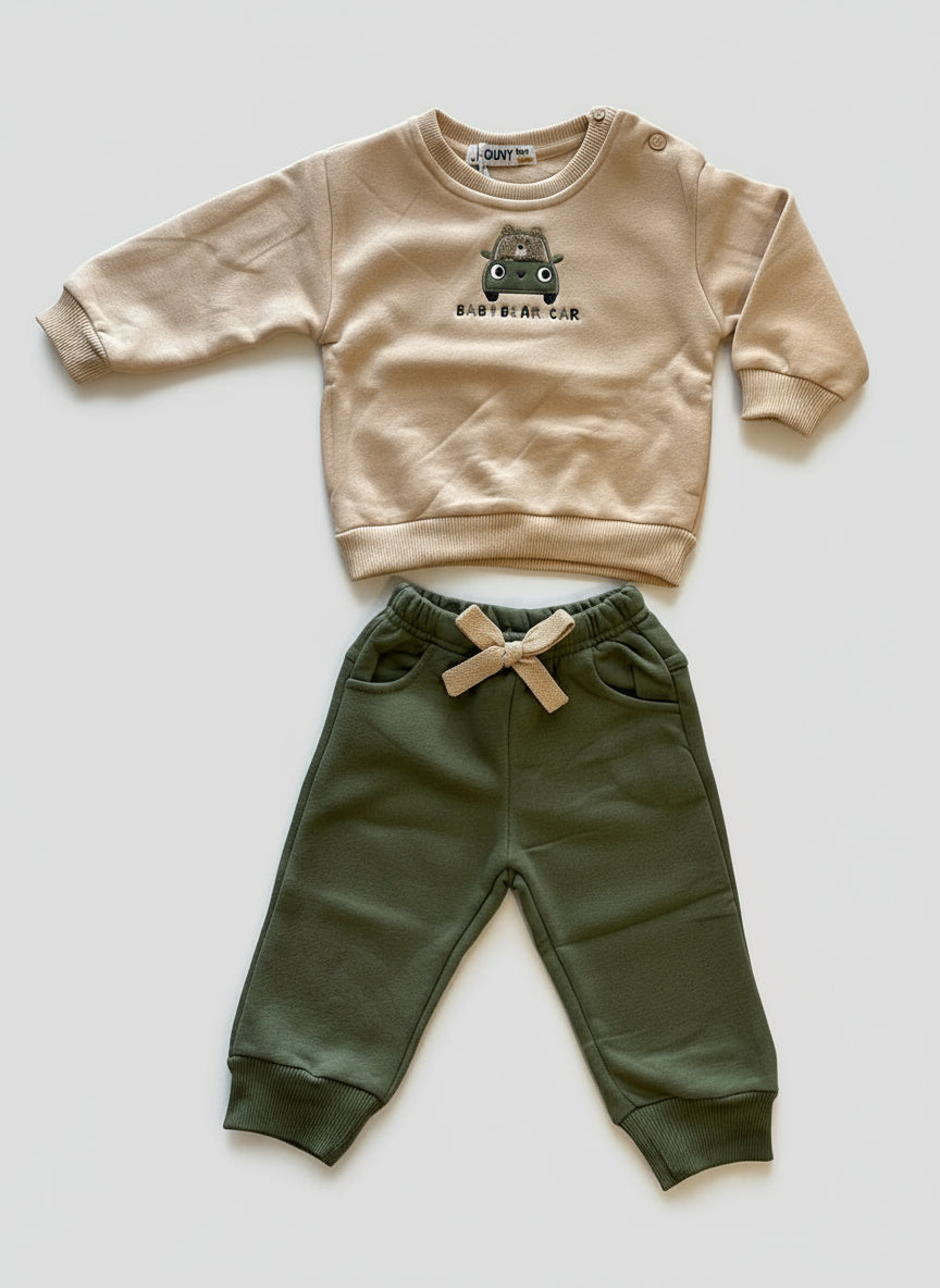 Completo Neonato in Felpa "Baby Bear Car" - Taglia 3/6 mesi