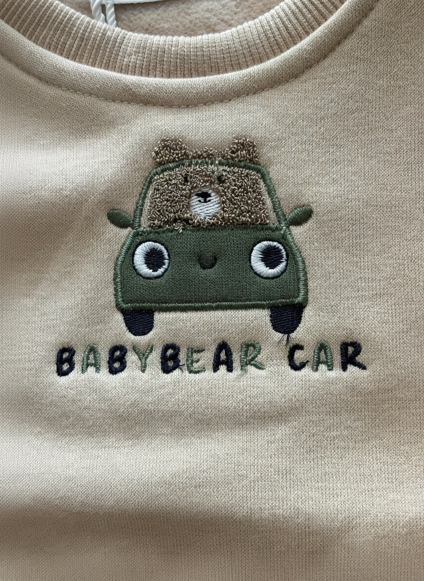 Completo Neonato in Felpa "Baby Bear Car" - Taglia 3/6 mesi
