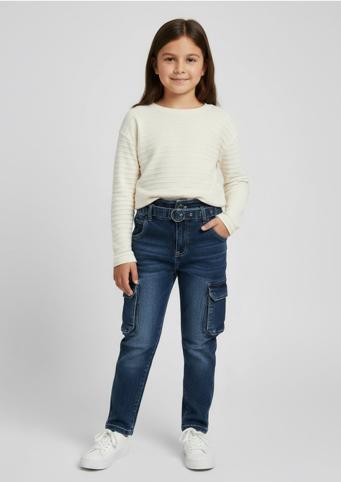Jeans Bambina con Cintura e Tasche Cargo MISS IMAGE - Taglia 8 anni