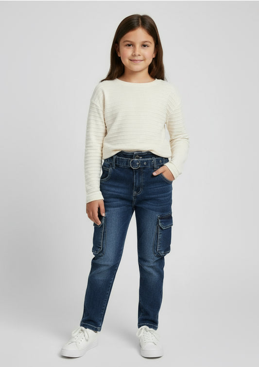 Jeans Bambina con Cintura e Tasche Cargo MISS IMAGE