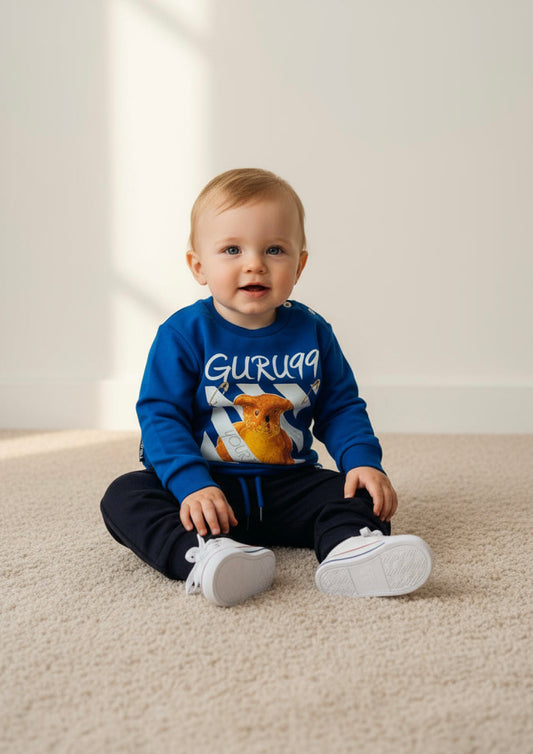 Tuta Neonato in felpa di cotone con stampa orsetto fronte/retro GURU - Taglia 12 mesi