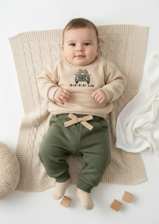 Completo Neonato in Felpa "Baby Bear Car"