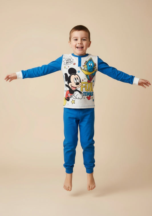 Pigiama Bambino manica lunga primaverile in Jersey di Cotone Mickey DISNEY JUNIOR - Taglie 5 e 6 anni