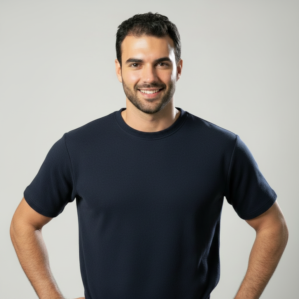 Maglia Uomo Mezza Manica girocollo cotone interlock felpato Art. 329 Nero, Blu e Grigio - LEABLE