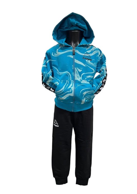 Tuta bambino in cotone garzato con zip e cappuccio KAPPA