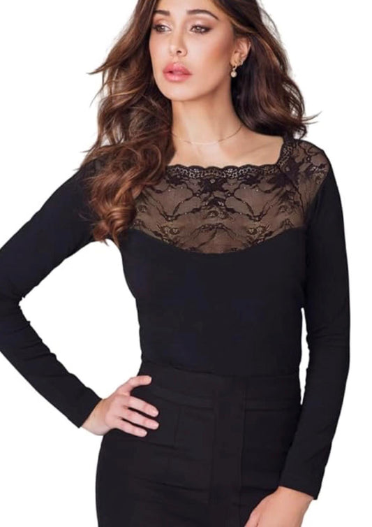 Maglia scollo dritto sottogiacca in pizzo 4464 JADEA