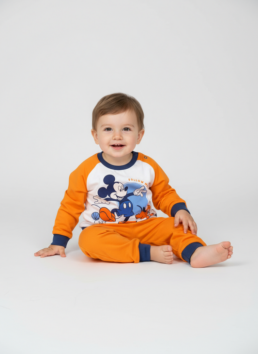Pigiama Neonato e Bambino manica lunga primaverile in Jersey di Cotone Mickey Mouse Disney ELLEPI