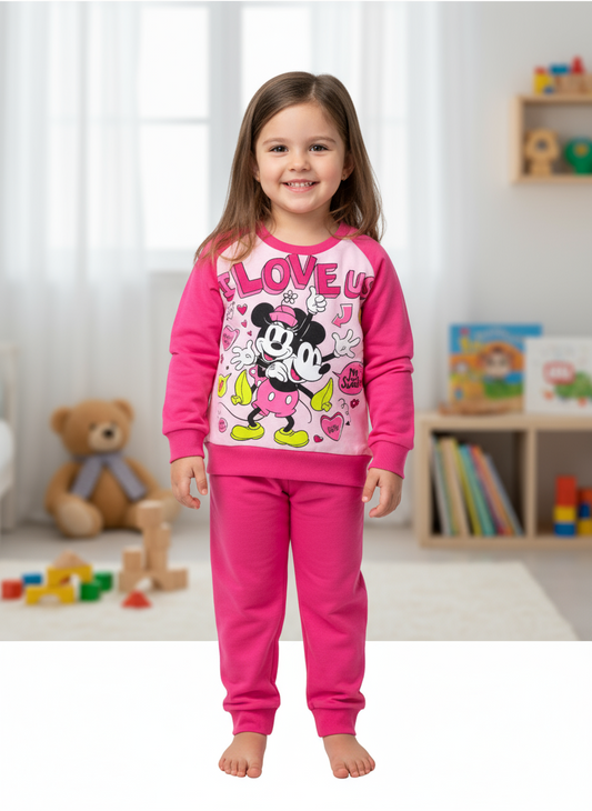 Pigiama Neonata e Bambina manica lunga primaverile in Jersey di Cotone Minnie Disney ELLEPI