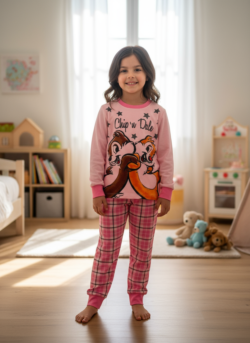 Pigiama Bambina manica lunga Cotone Interlock Disney Cip e Ciop