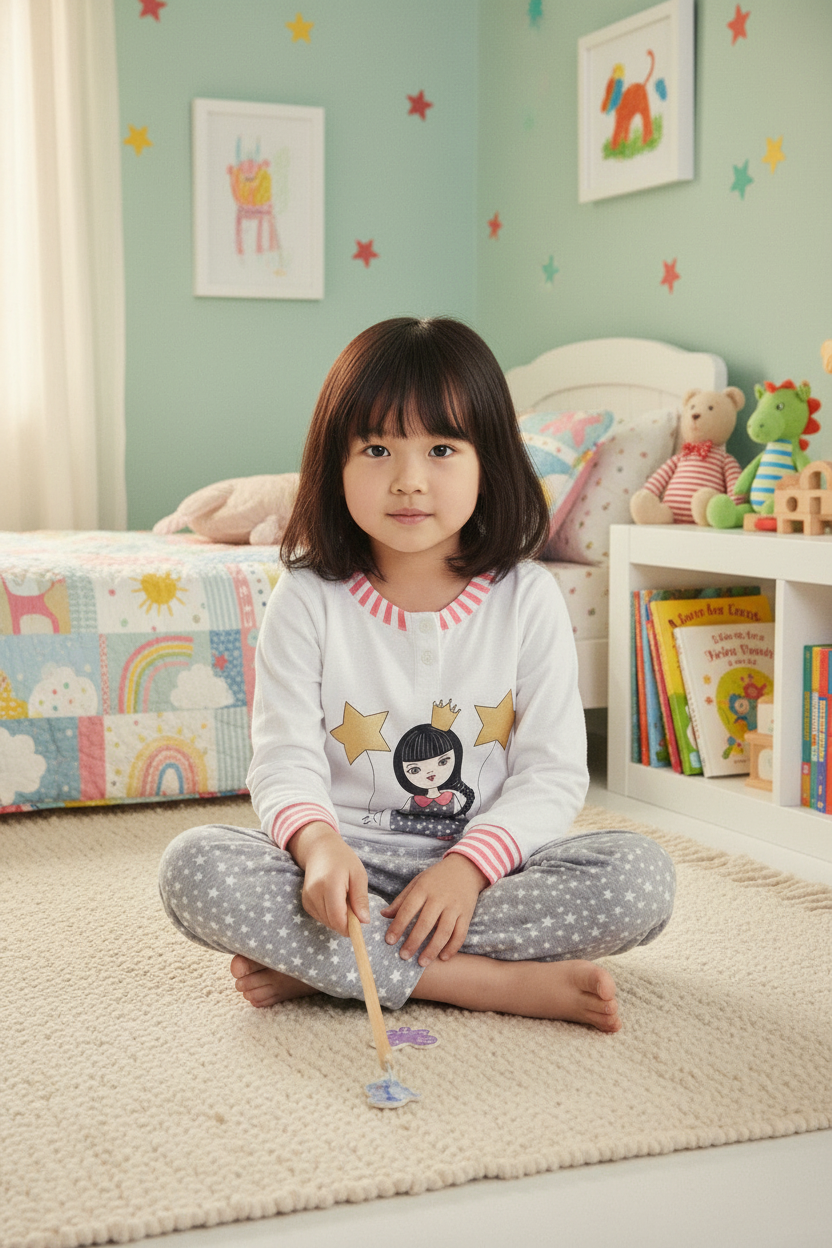 Pigiama Bambina manica lunga Cotone jersey Piccoli Sogni by BOLLICINE - Taglia 3/4 anni