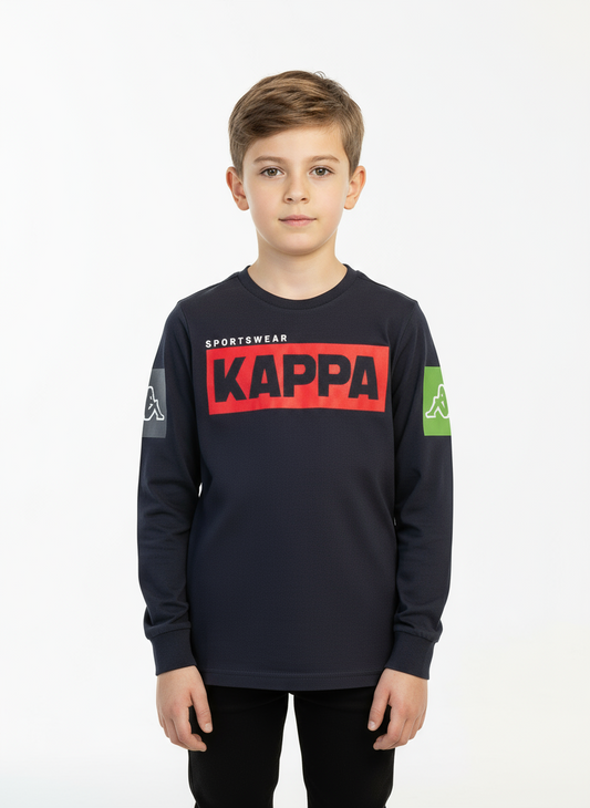 T-Shirt bambino e ragazzo manica lunga con stampa KAPPA - Taglie 8 e 12 anni