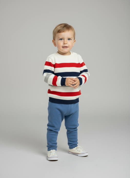 Maglioncino Neonato in cotone a righe STELLE&PUPI