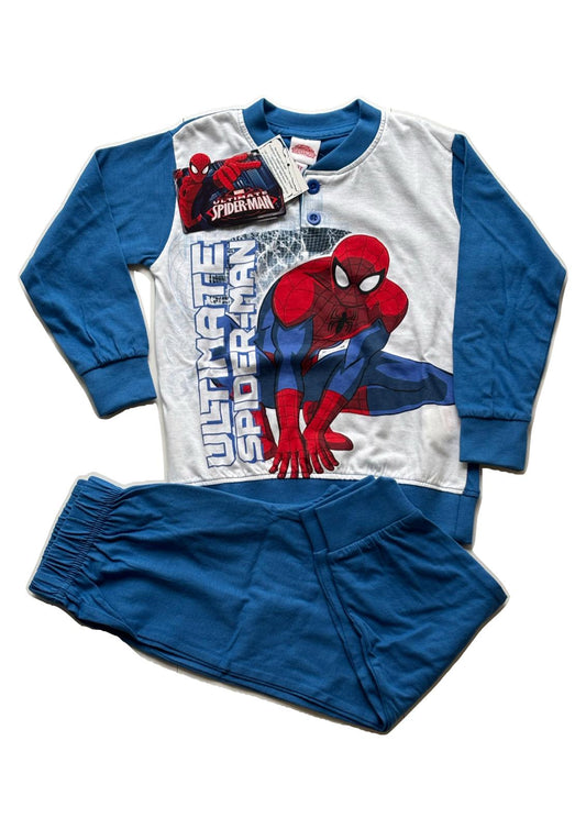 Pigiama Bambino manica lunga serafino in Jersey di Cotone SPIDERMAN