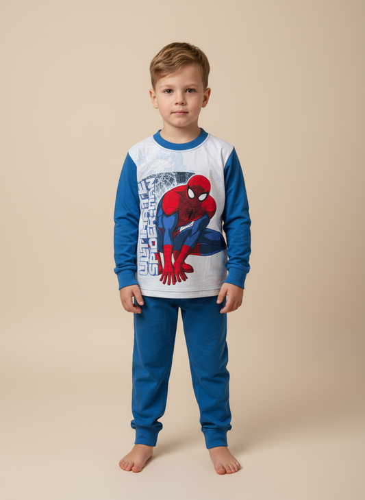 Pigiama Bambino manica lunga serafino in Jersey di Cotone SPIDERMAN