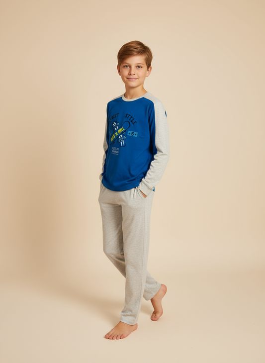 Pigiama Bambino manica lunga serafino in Jersey di Cotone SOGNOSONDESTO