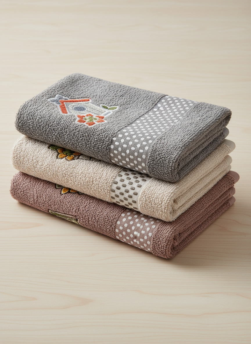 Set 3 strofinacci da cucina canovacci in spugna Jacquard ricamati VINGI