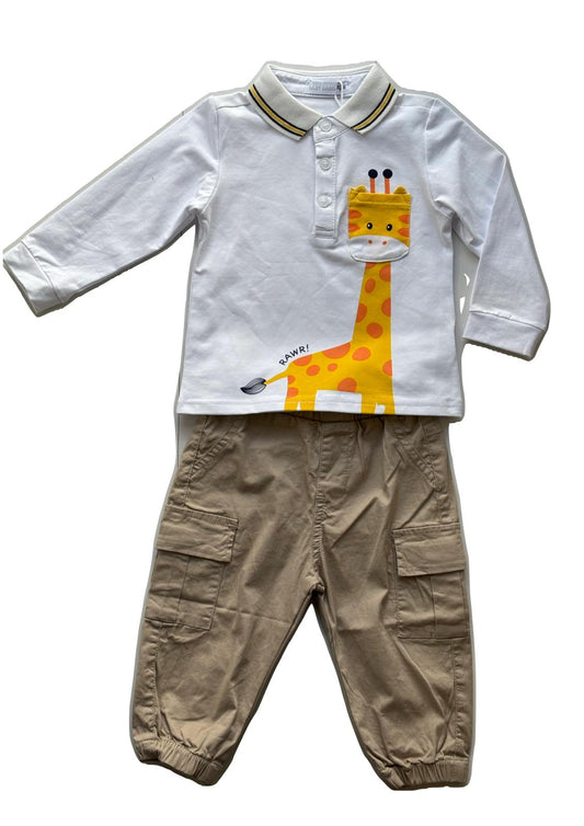Completo Neonato polo a maniche lunghe e pantalone cargo