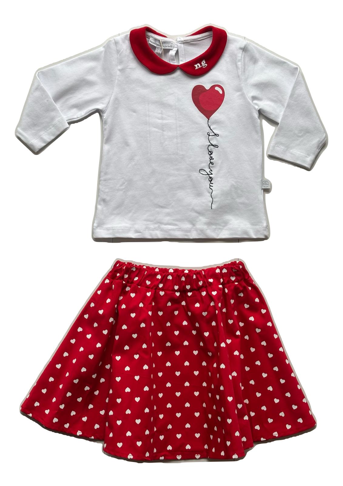 Completo Neonata 2 pezzi T-Shirt manica lunga + gonnellina NAZARENO GABRIELLI