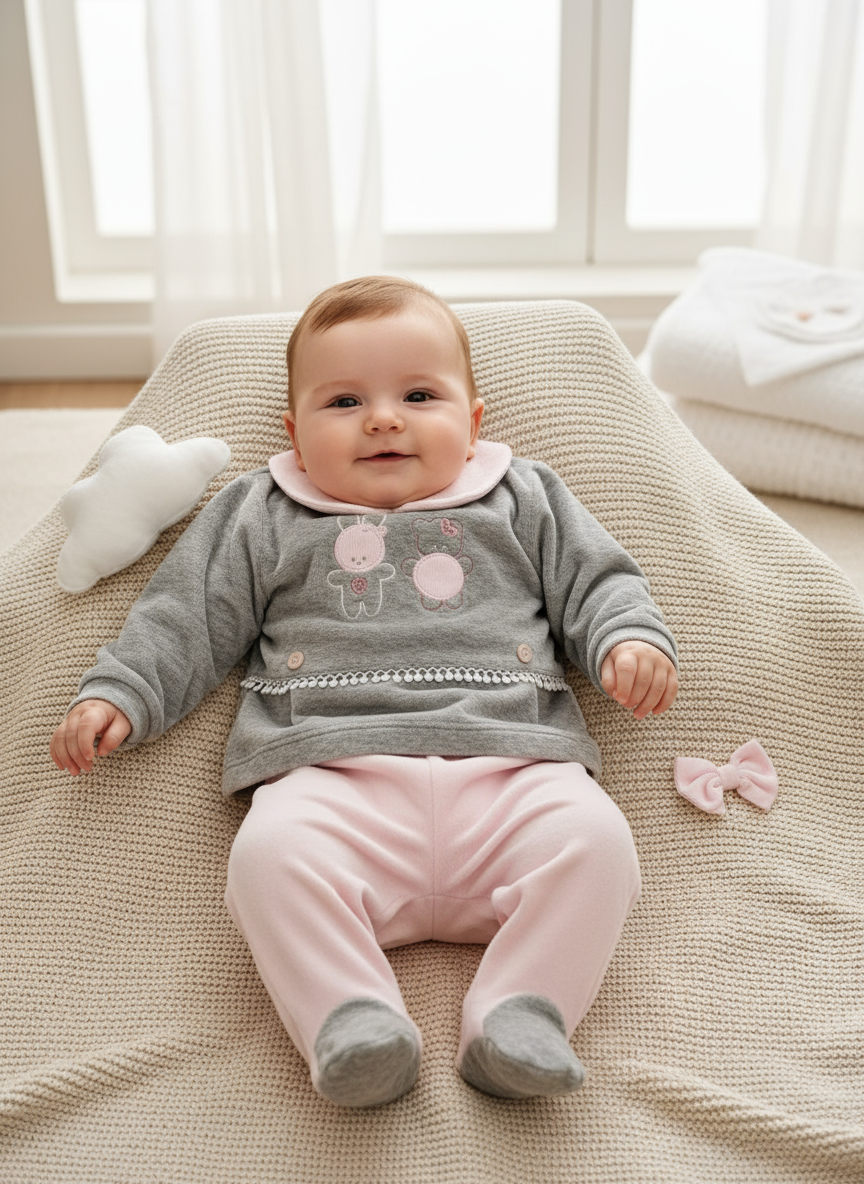 Completo Neonata in ciniglia LES JOLIES - Taglia 6/9 mesi