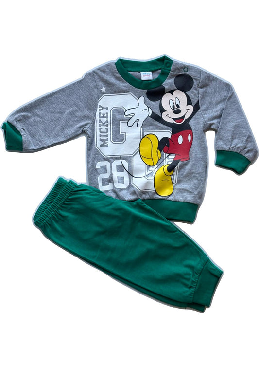 Pigiama Neonato manica lunga primaverile in Jersey di Cotone Mickey Mouse Disney ELLEPI