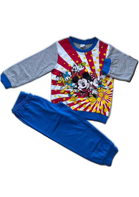 Pigiama Neonato manica lunga primaverile in Jersey di Cotone Mickey Mouse Disney ELLEPI