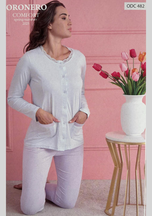 Pigiama donna manica lunga jersey Comfort ORONERO