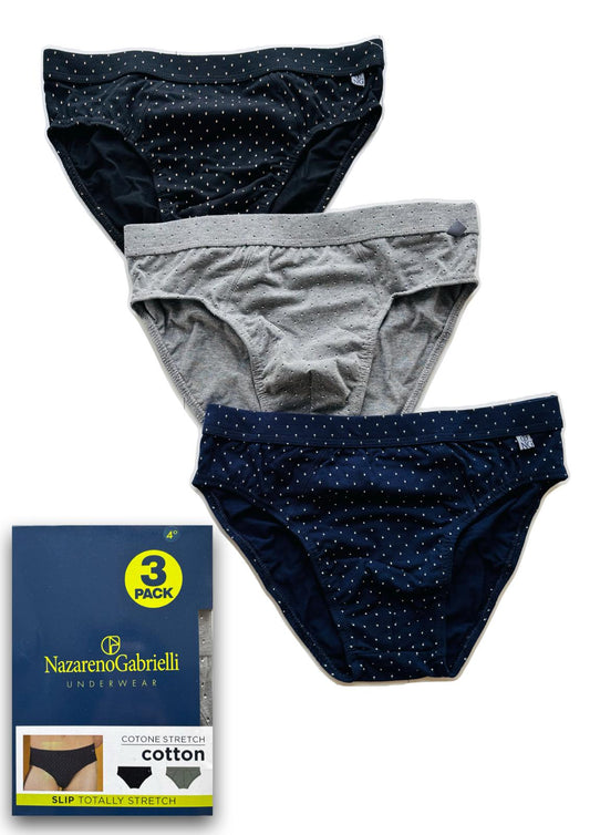 Tripack Slip Uomo elastico interno fantasia pois NAZARENO GABRIELLI