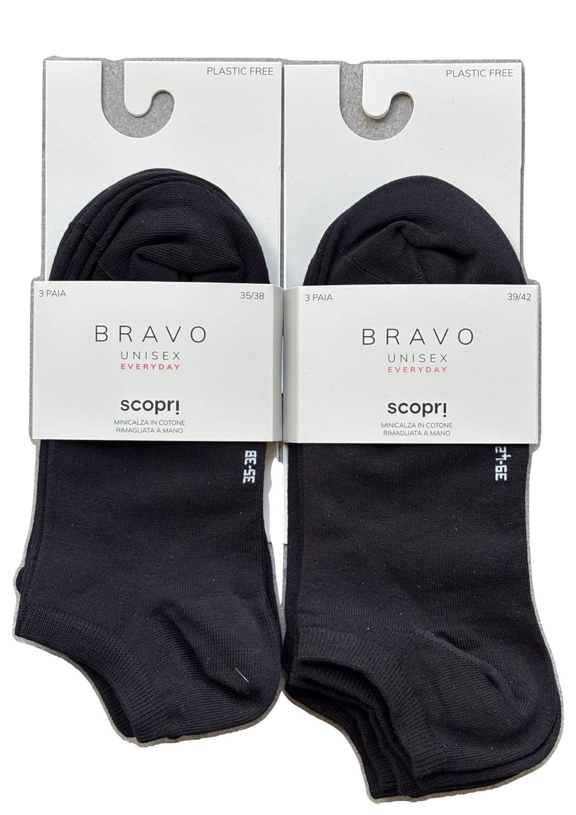 Confezione 3 paia Minicalza unisex in cotone Bravo Everyday SCOPRI