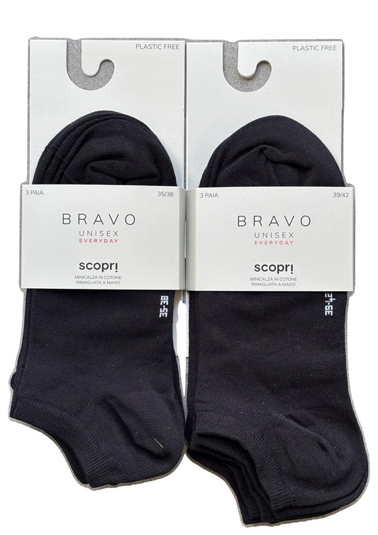 Confezione 3 paia Minicalza unisex in cotone Bravo Everyday SCOPRI