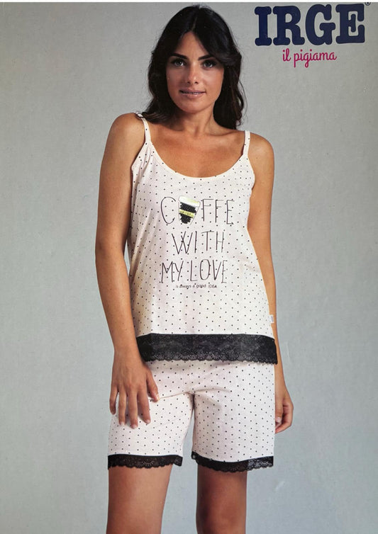 Pigiama donna corto canotta con spalline strette e pantaloncini IRGE
