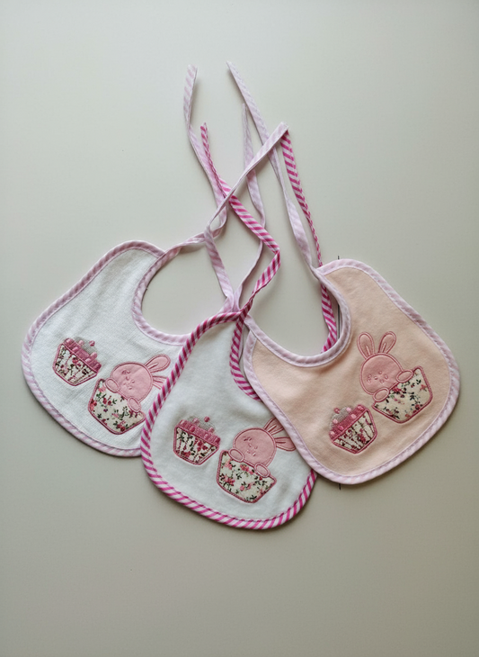 Bavaglino neonata in ciniglia ricamata TENERI BEBE'