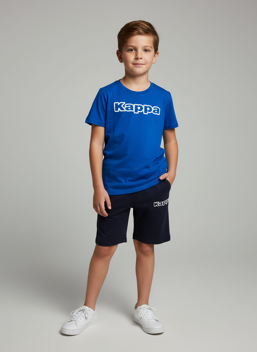 Completo Bambino T-shirt royal + bermuda blu navy KAPPA - Taglia 6 anni