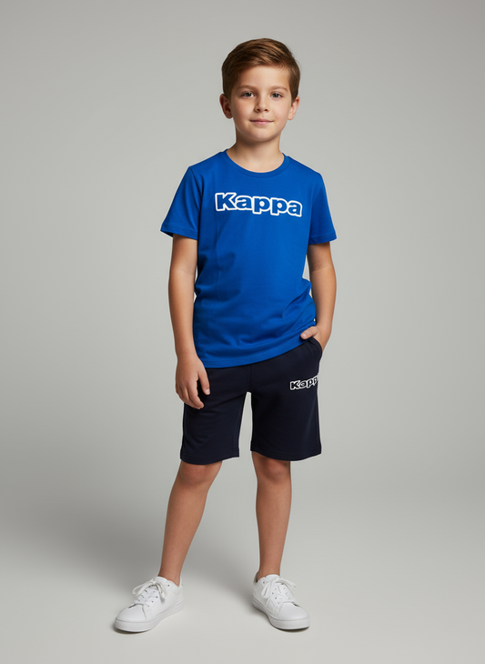 Completo Bambino T-shirt royal + bermuda blu navy KAPPA - Taglia 6 anni