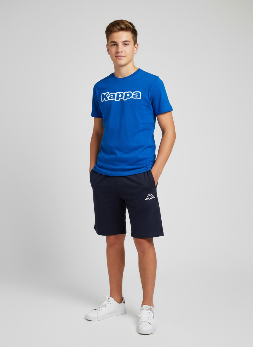 Completo Ragazzo T-shirt royal + bermuda blu navy KAPPA - Taglia 16 anni