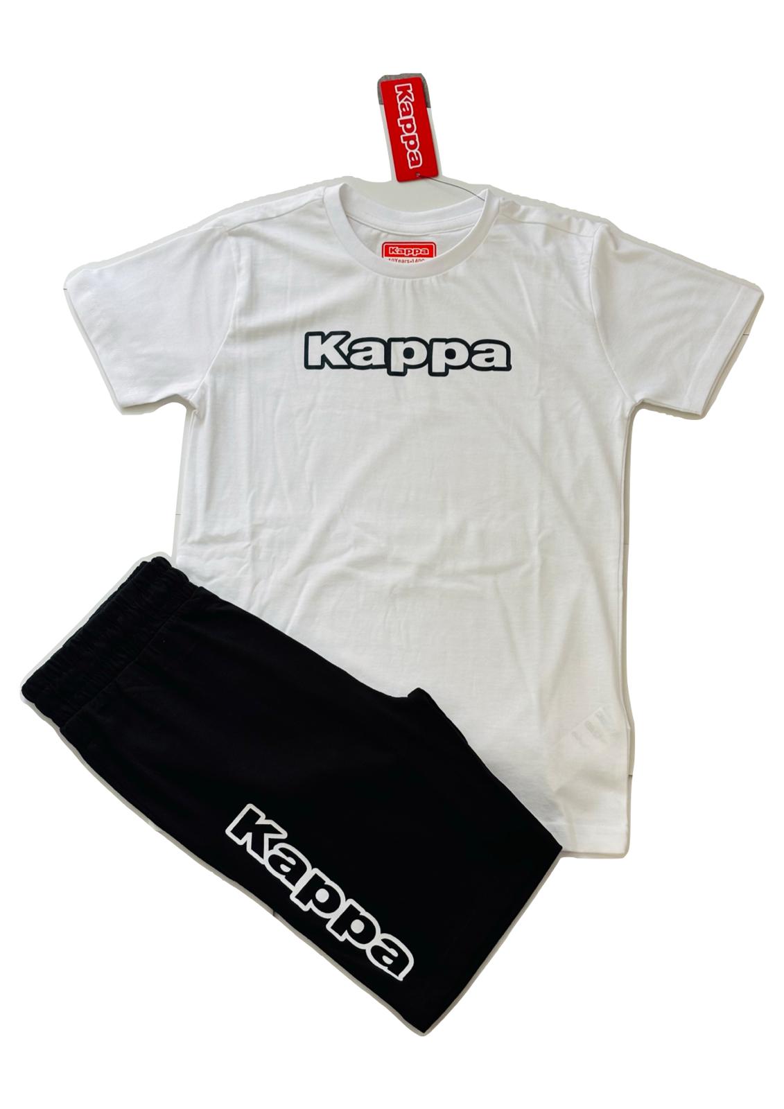 Completo Bambino T-shirt bianco + bermuda nero KAPPA