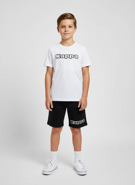 Completo Bambino T-shirt bianco + bermuda nero KAPPA - Taglia 7 anni