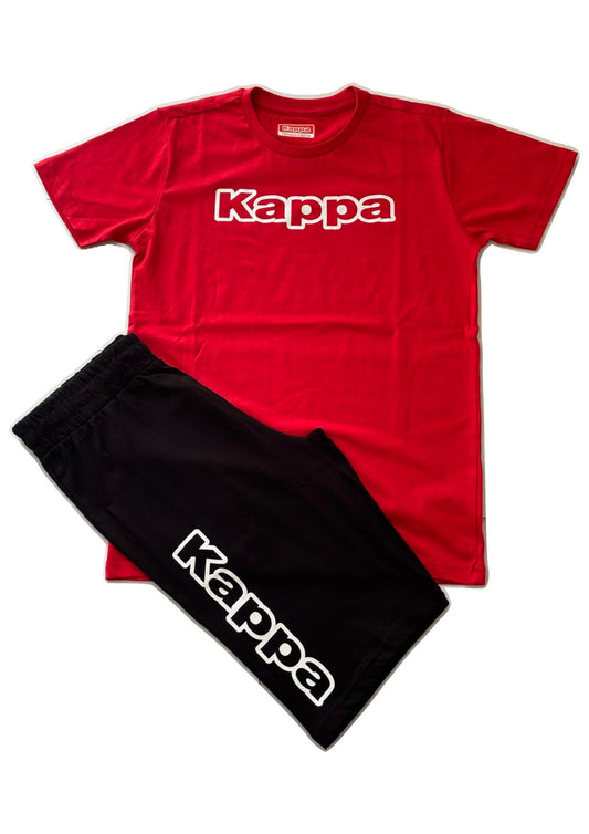 Completo Ragazzo T-shirt rossa + bermuda nero KAPPA