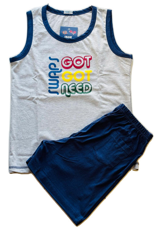 Pigiama bambino spalla larga e pantaloncino IRGE