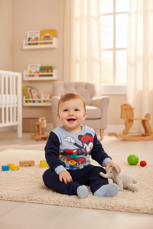 Pigiama Neonato in cotone felpato Disney Mickey Mouse - Taglia 12 mesi