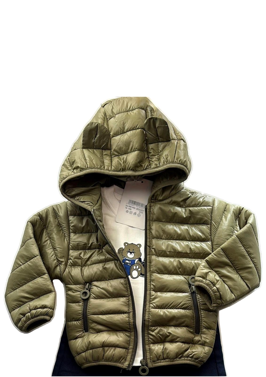 Giubbino 100 grammi Neonato con cappuccio e zip modello "Bear Ears" con orecchie
